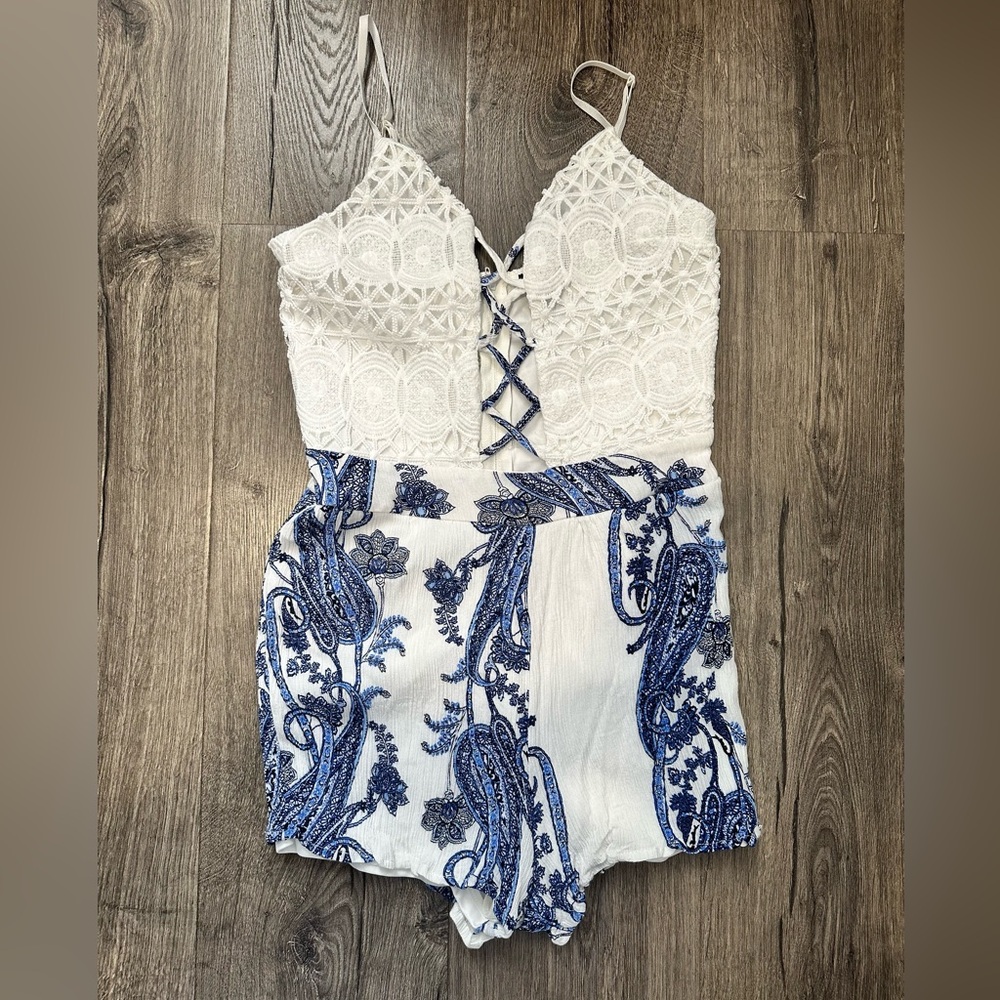 Rhapsody - White and Blue Romper - Size S